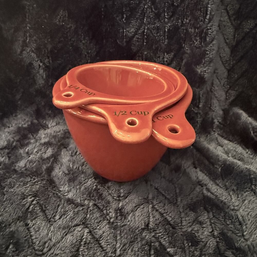 Williams Sonoma Red Nesting Ceramic Measuring Cups Set of 3